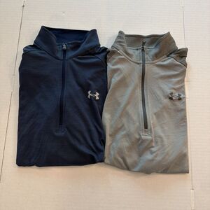Under Armour Quarter Zip Pullover Mens Medium Lot of 2 Base Layer Athletic gym
